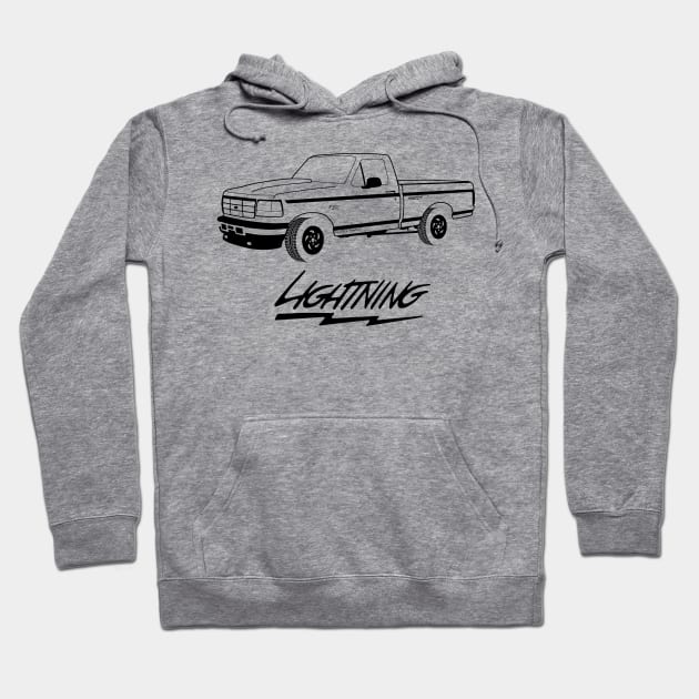 1992-1996 F150 Lightning Black Print Hoodie by The OBS Apparel